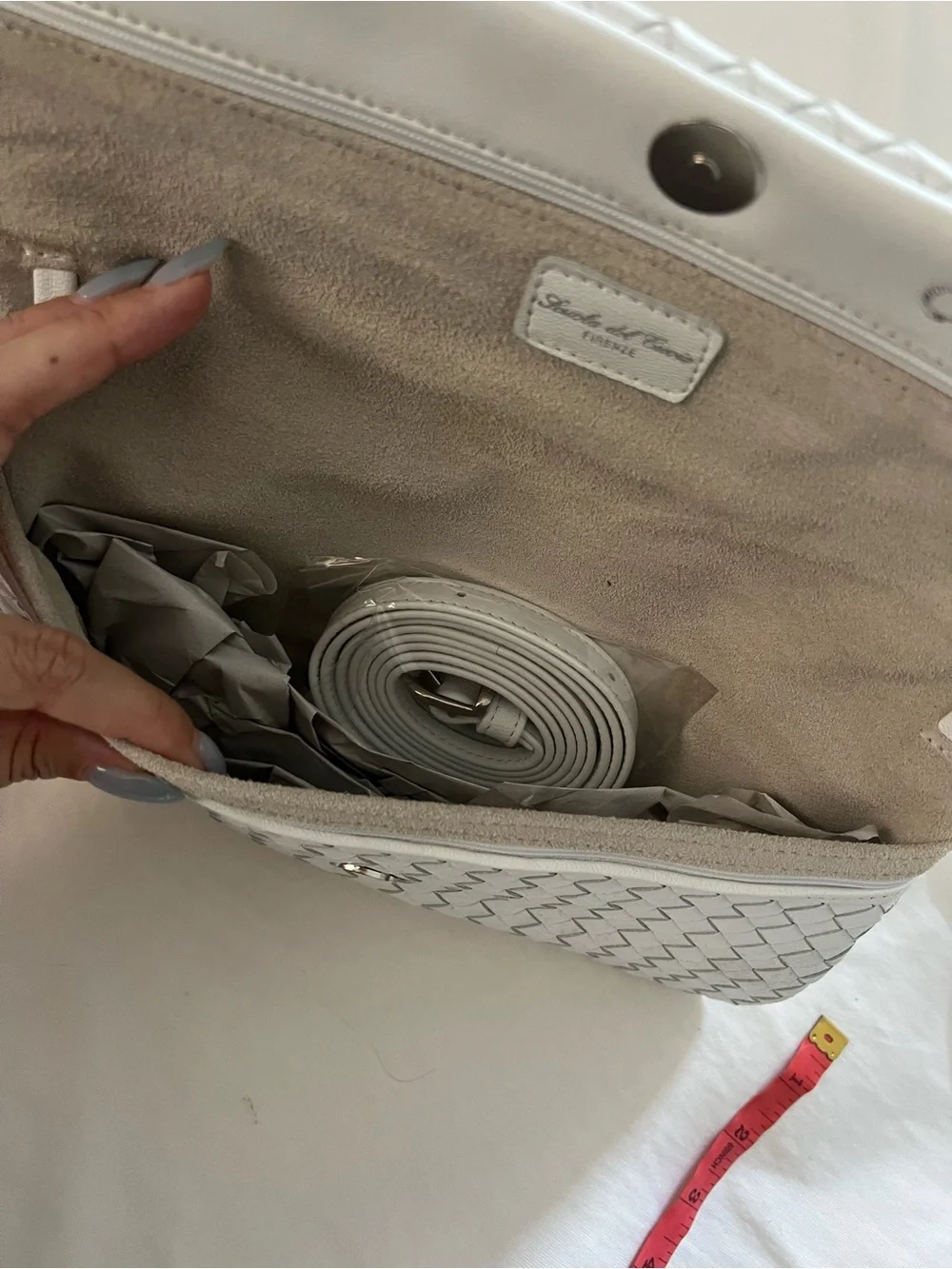 Intrecciato White Clutch